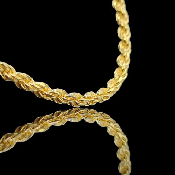 22" x 5mm 14K Vermeil Yellow Gold Finish Over S925 Sterling Silver Rope Chain. - Picture 7 of 14